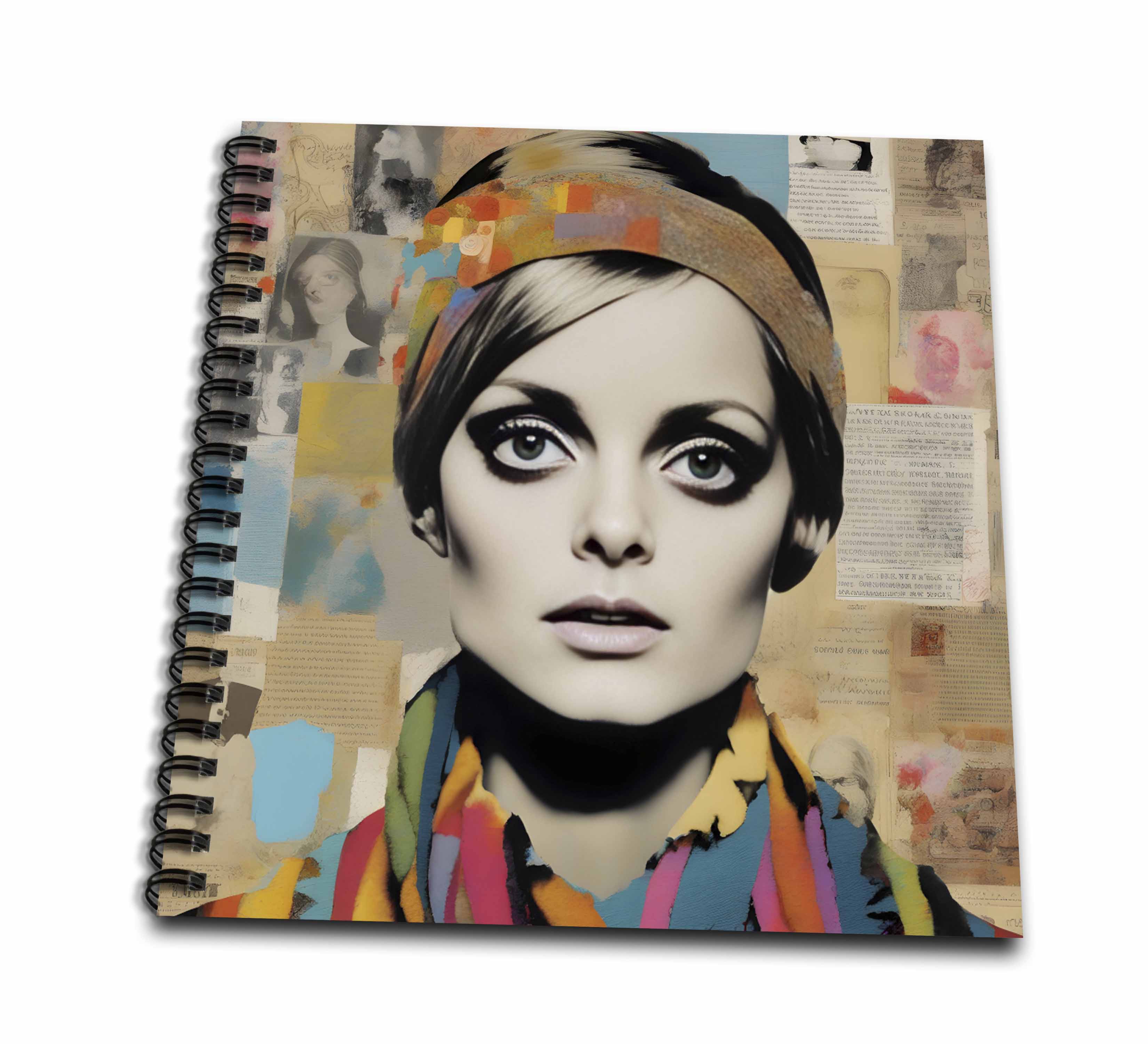3dRose Cassie Peters Digital Art - Retro Woman Mixed Media Collage - Drawing Books (db-385430)