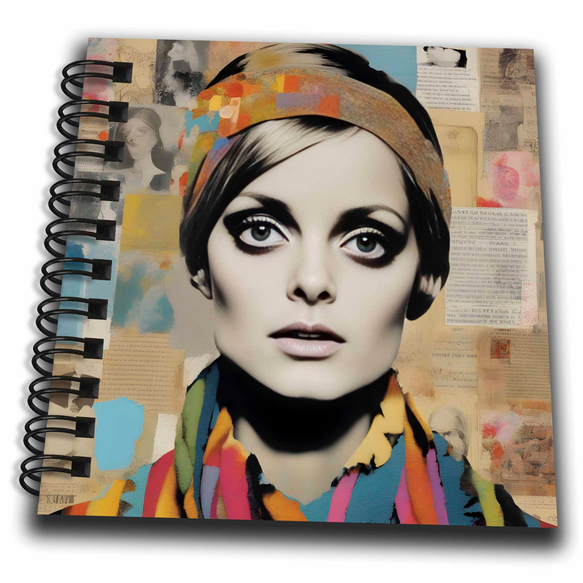 3dRose Cassie Peters Digital Art - Retro Woman Mixed Media Collage - Drawing Books (db-385430)