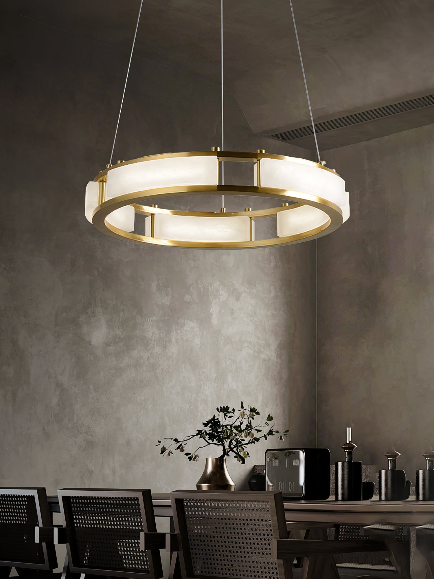 Round Qatar Alabaster Chandelier