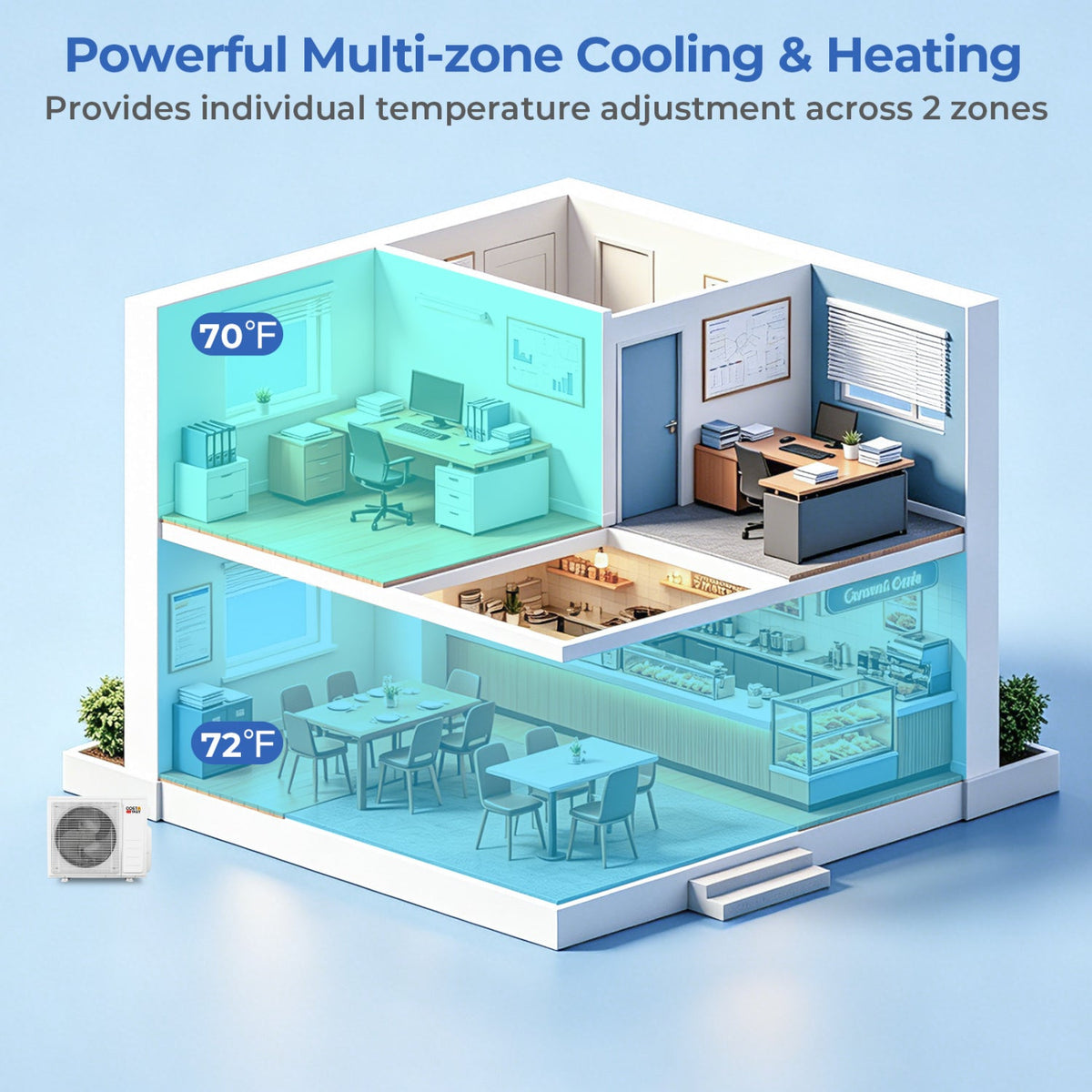 X-Pro 18000 BTU 2 Zone 24 SEER2 Ceiling Cassette Mini Split AC