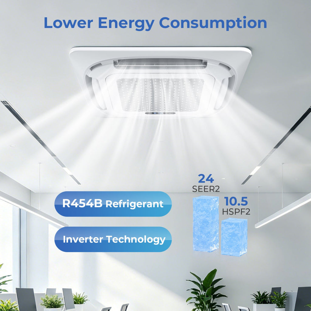 X-Pro 18000 BTU 2 Zone 24 SEER2 Ceiling Cassette Mini Split AC
