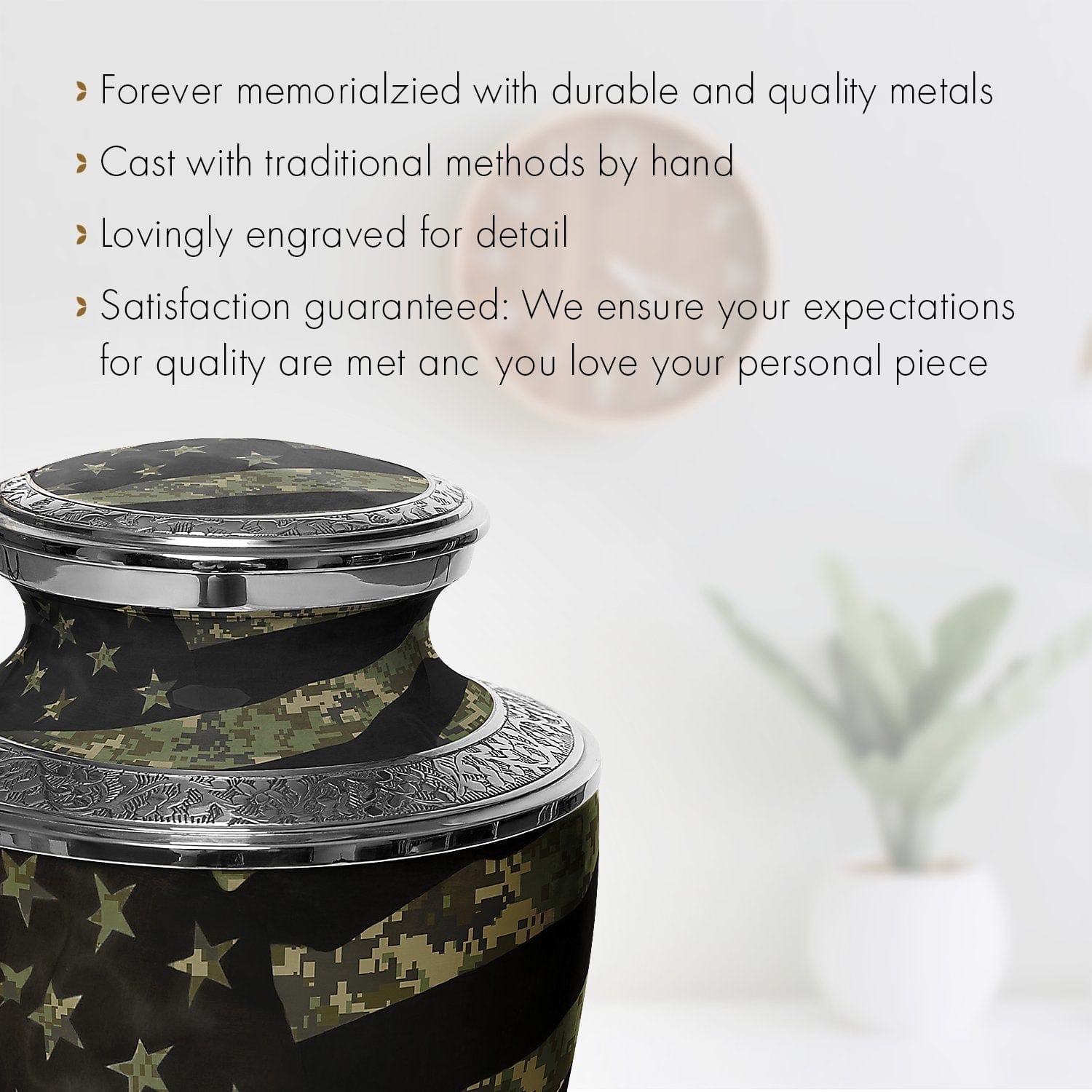 Digital Camouflage Flag Military Cremation Urns for Human Ashes - Large Adult Funeral Urn