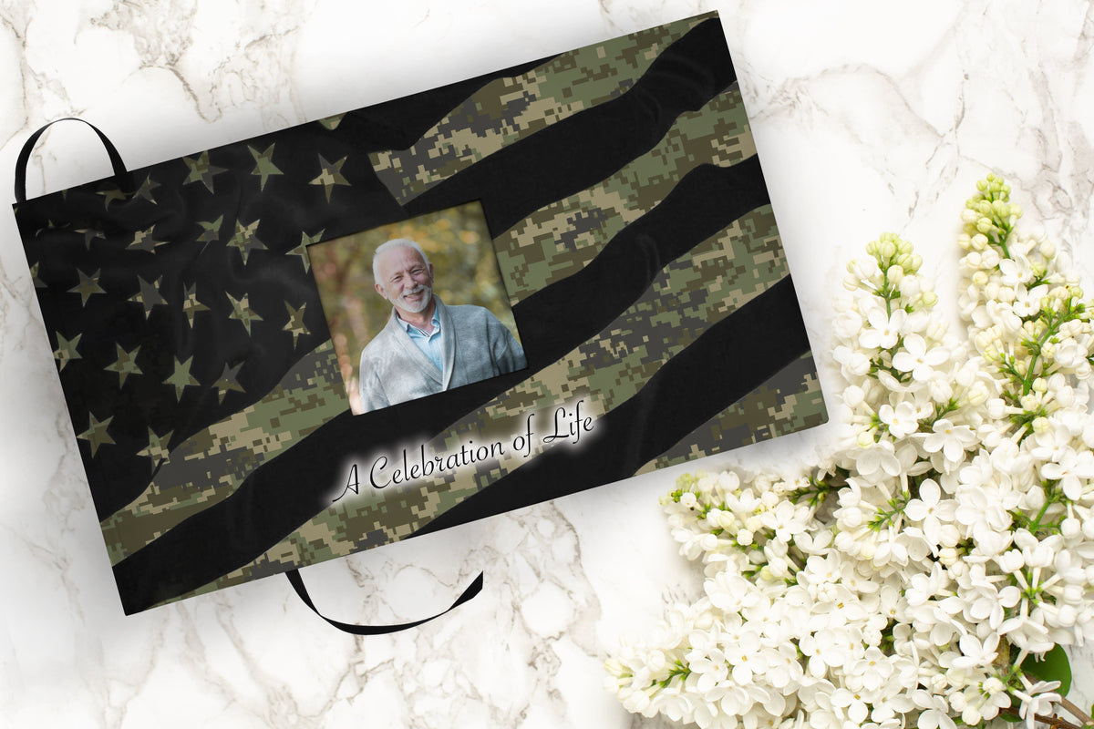 Digital Camouflage Flag Military Cremation Urns for Human Ashes - Large Adult Funeral Urn