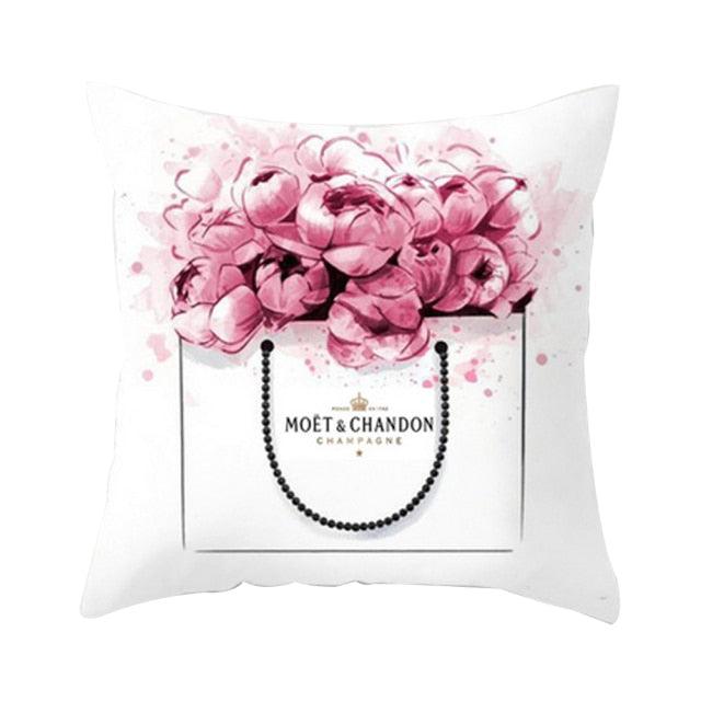 Fancy Theme Pillow Cover Hand Painted Flowers Camera Super Soft Chair Cushion Cover For Home Decoration Pink Flowers Digital Print Pillow Cover Queen Cushion Cover Book Vase Decor Throw Pillow Case Fancy Theme Decorative Accent Pillow 45X45cm